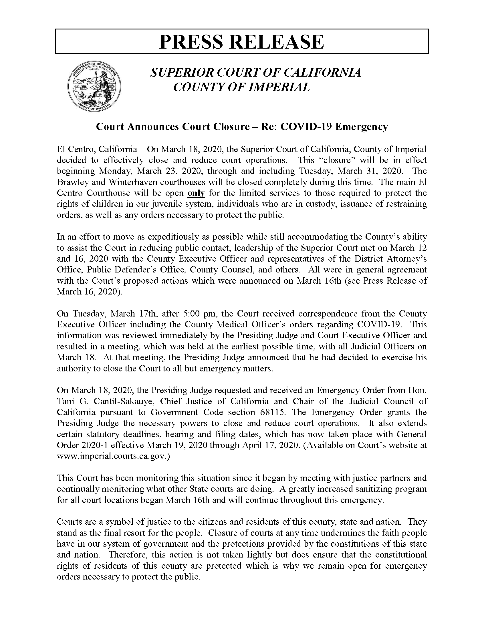 Press Release Court